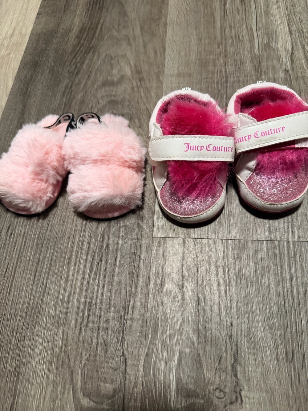 Juicy Couture Baby Pink Furry Sandals with Strap